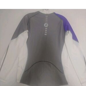Aqua Lung Women’s XL Seaquest Dive Skins Gray Purple Cream Long-Sleeve